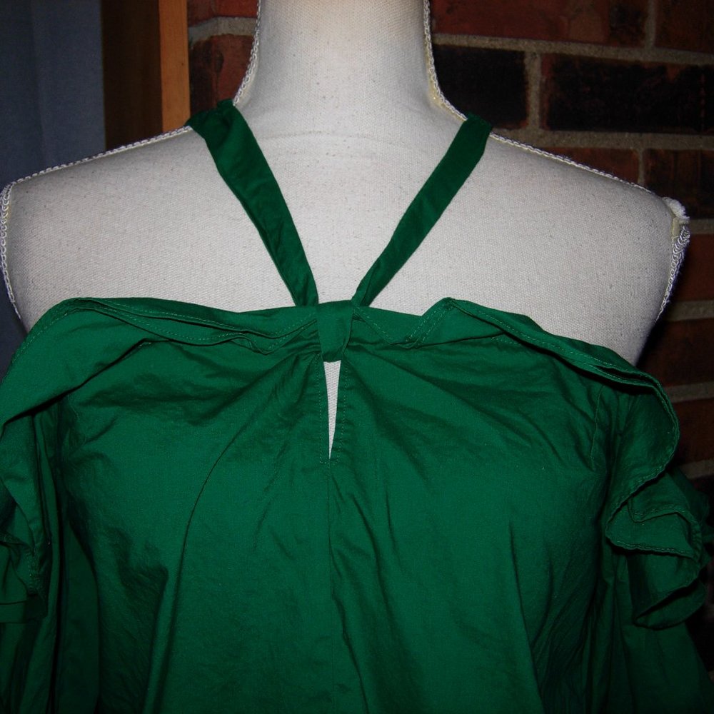 J. Crew Green Ruffle Off Shoulder Top 2 - Picture 4 of 9